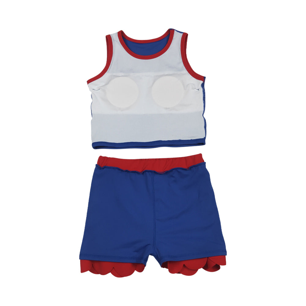 Athletic Blue Scalloped With Bow Skort Outfits GSD4096