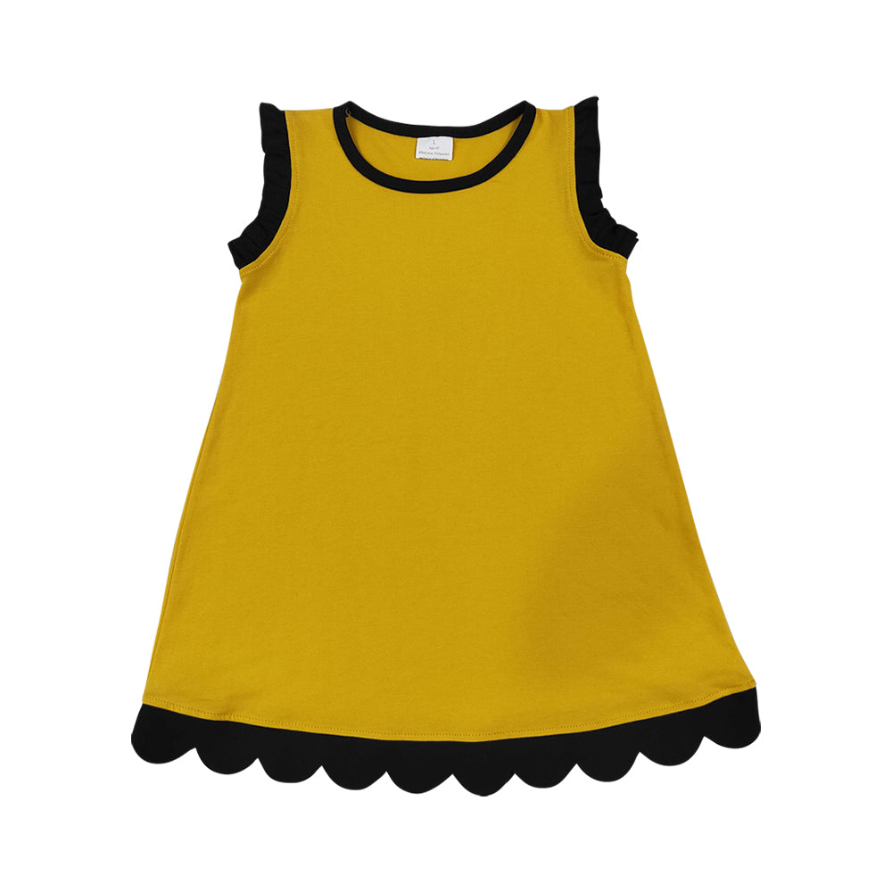 Athletic mustard Ruffle Girls Dress GSD4098