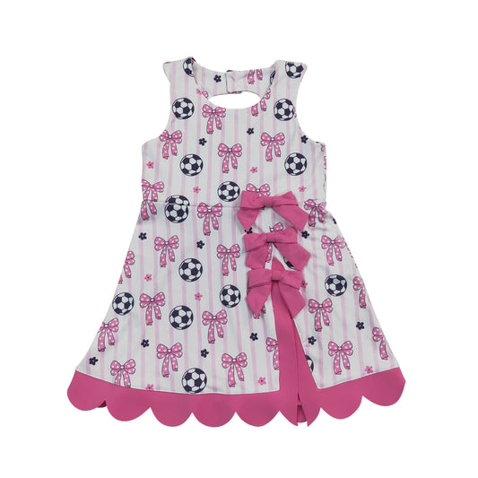 Athletic Pink soccer Scalloped With Bow Skort dress GSD4100