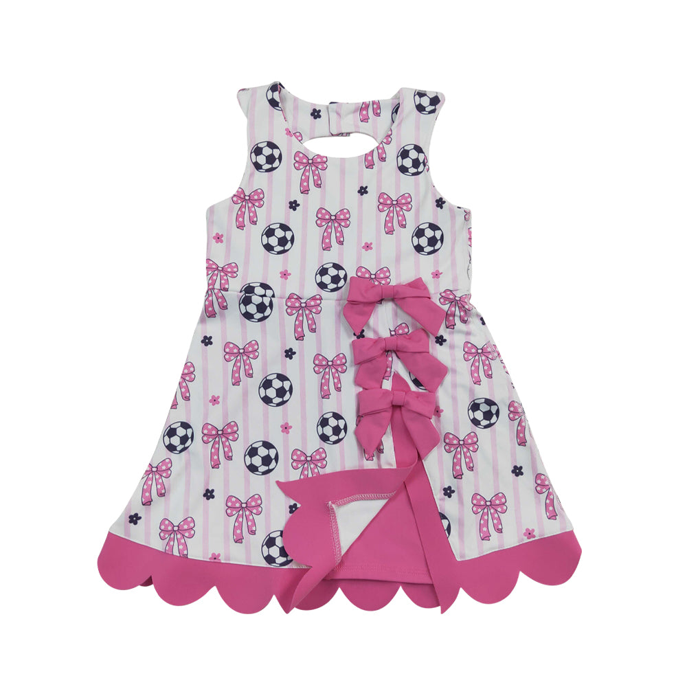 Athletic Pink soccer Scalloped With Bow Skort dress GSD4100