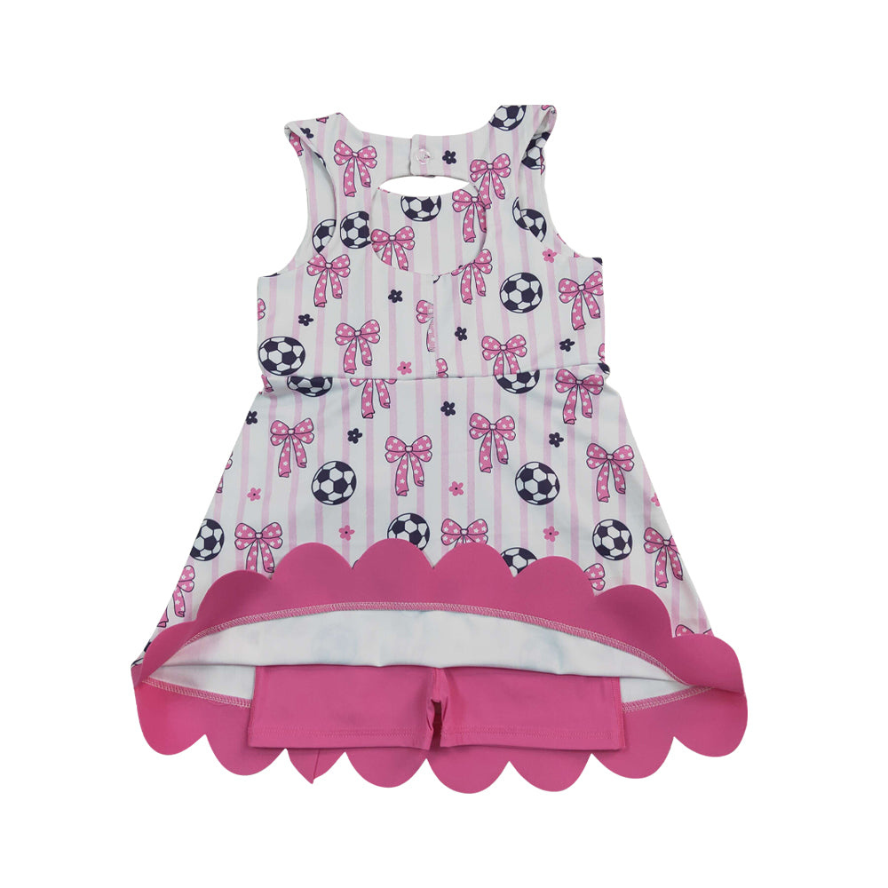 Athletic Pink soccer Scalloped With Bow Skort dress GSD4100