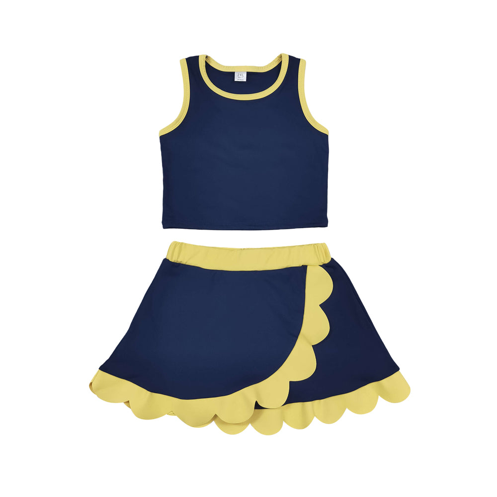 Athletic Navy Scalloped Skort Outfits GSD4111