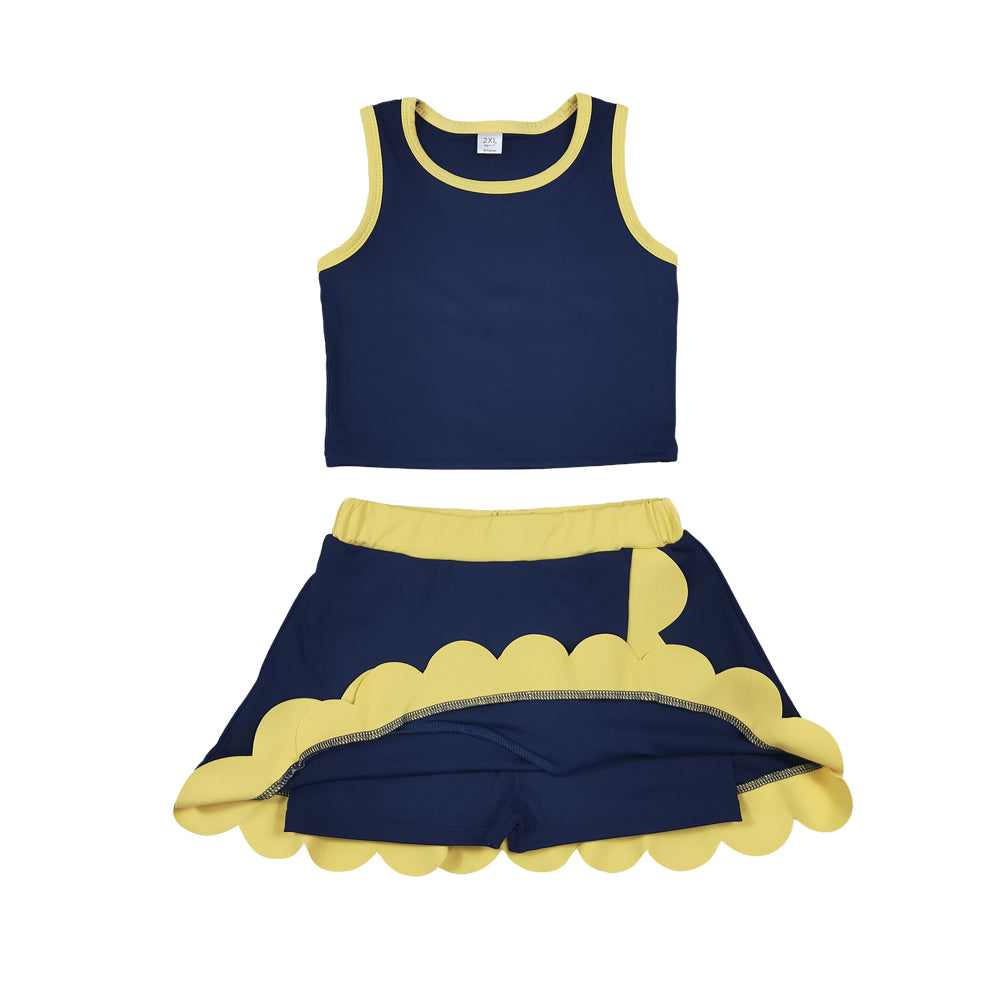 Athletic Navy Scalloped Skort Outfits GSD4111