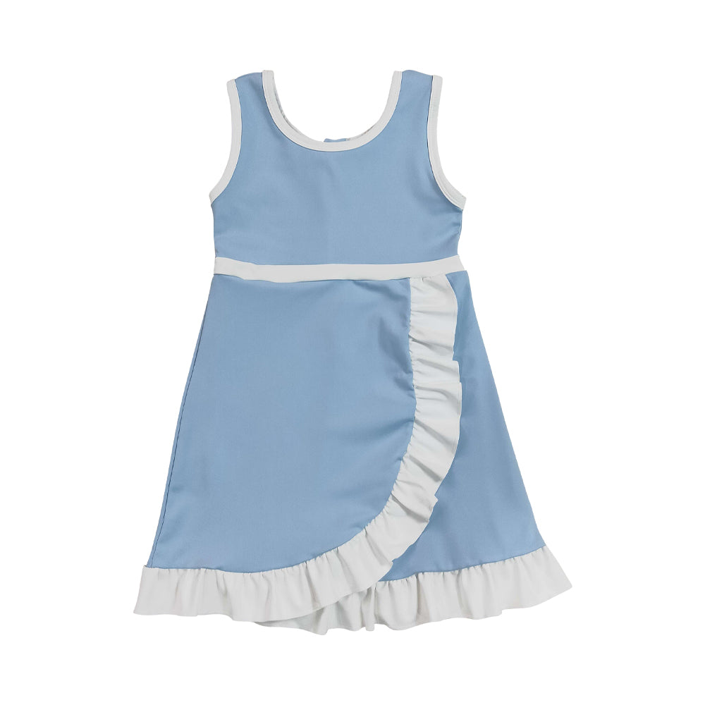 Athletic Blue Ruffle Girls Dress GSD4124