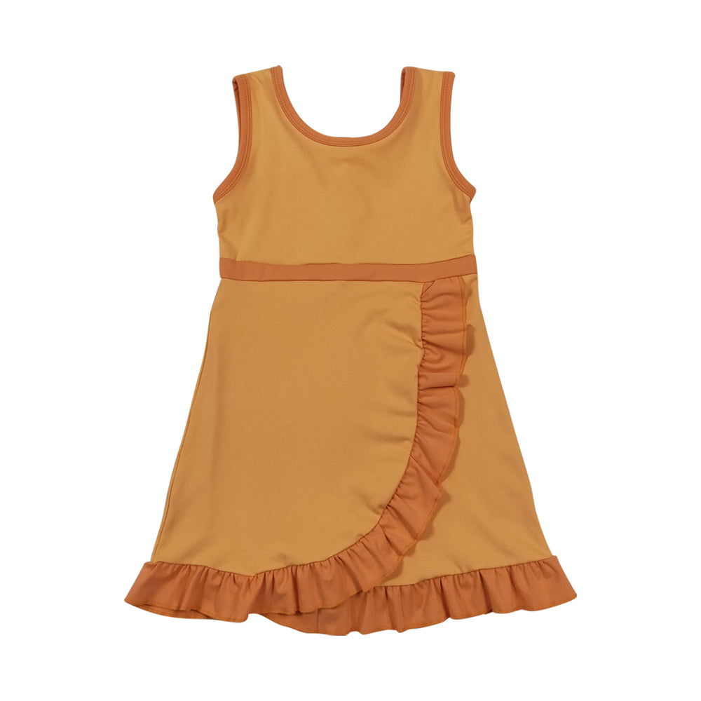 Athletic Orange Ruffle Girls Dress GSD4127