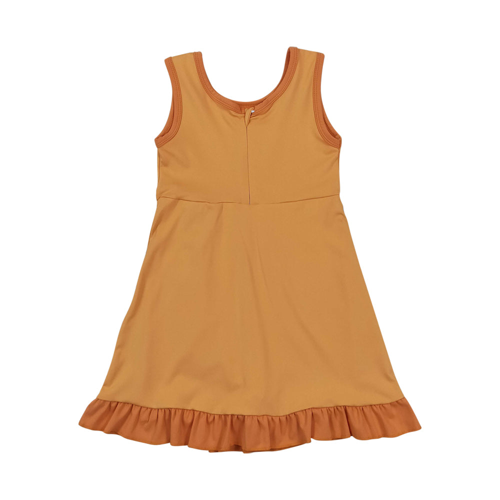 Athletic Orange Ruffle Girls Dress GSD4127