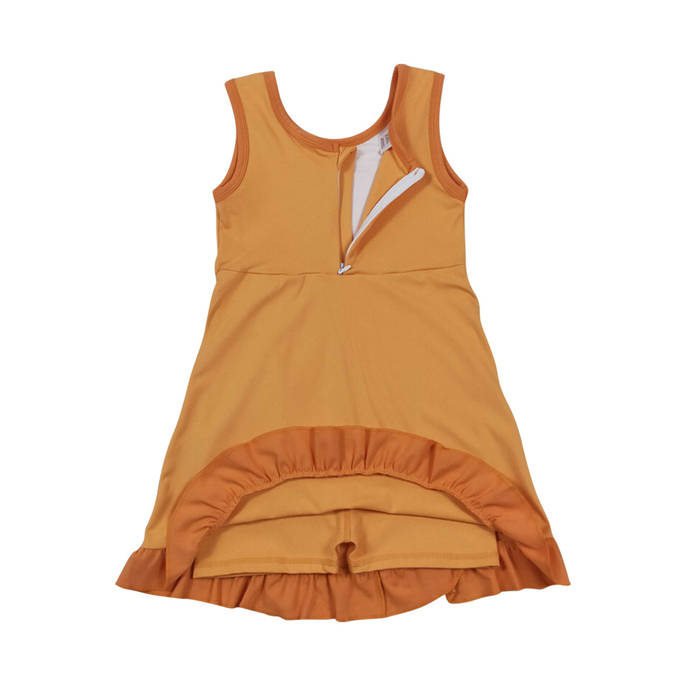 Athletic Orange Ruffle Girls Dress GSD4127