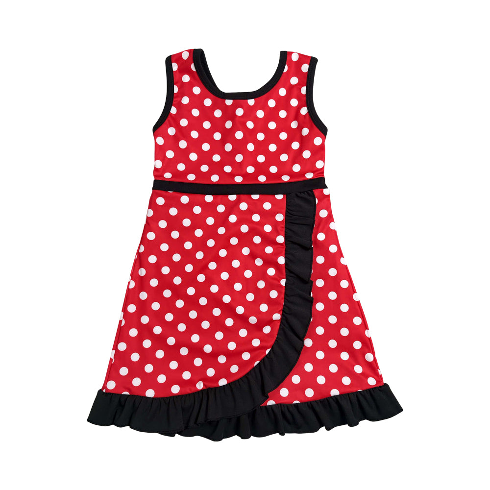 Athletic Red Dots Ruffle Girls Dress GSD4126