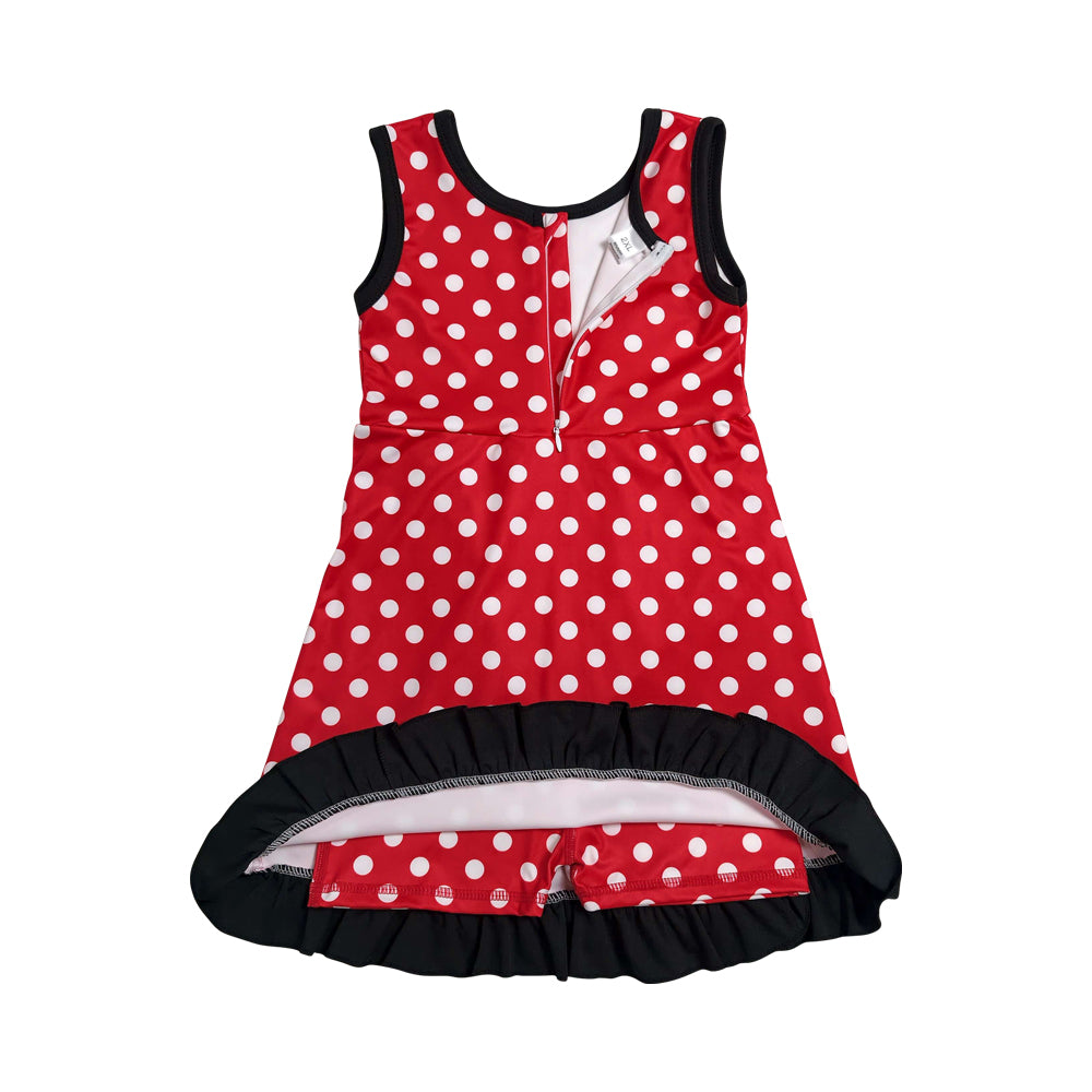 Athletic Red Dots Ruffle Girls Dress GSD4126