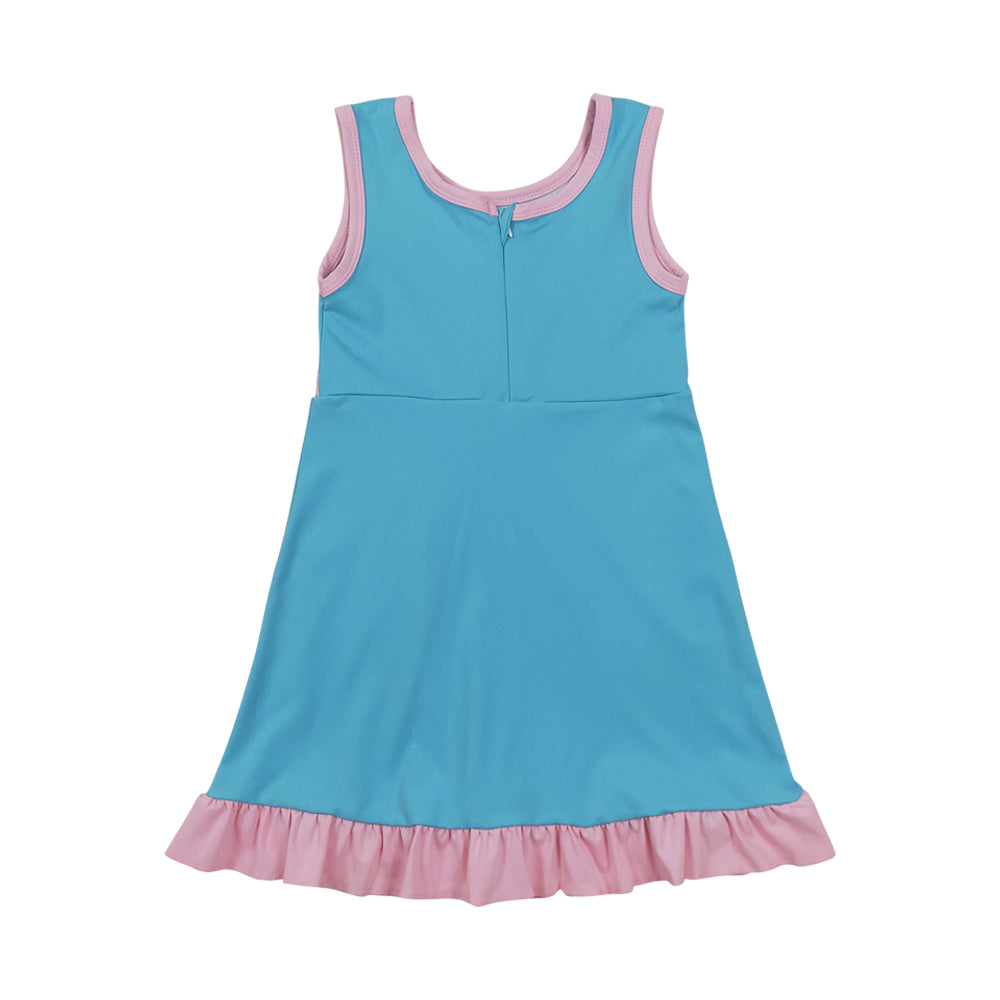 Athletic Blue Ruffle Girls Dress GSD4130