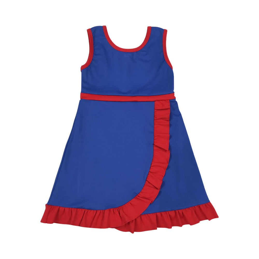 Athletic Royal blue Ruffle Girls Dress GSD4133