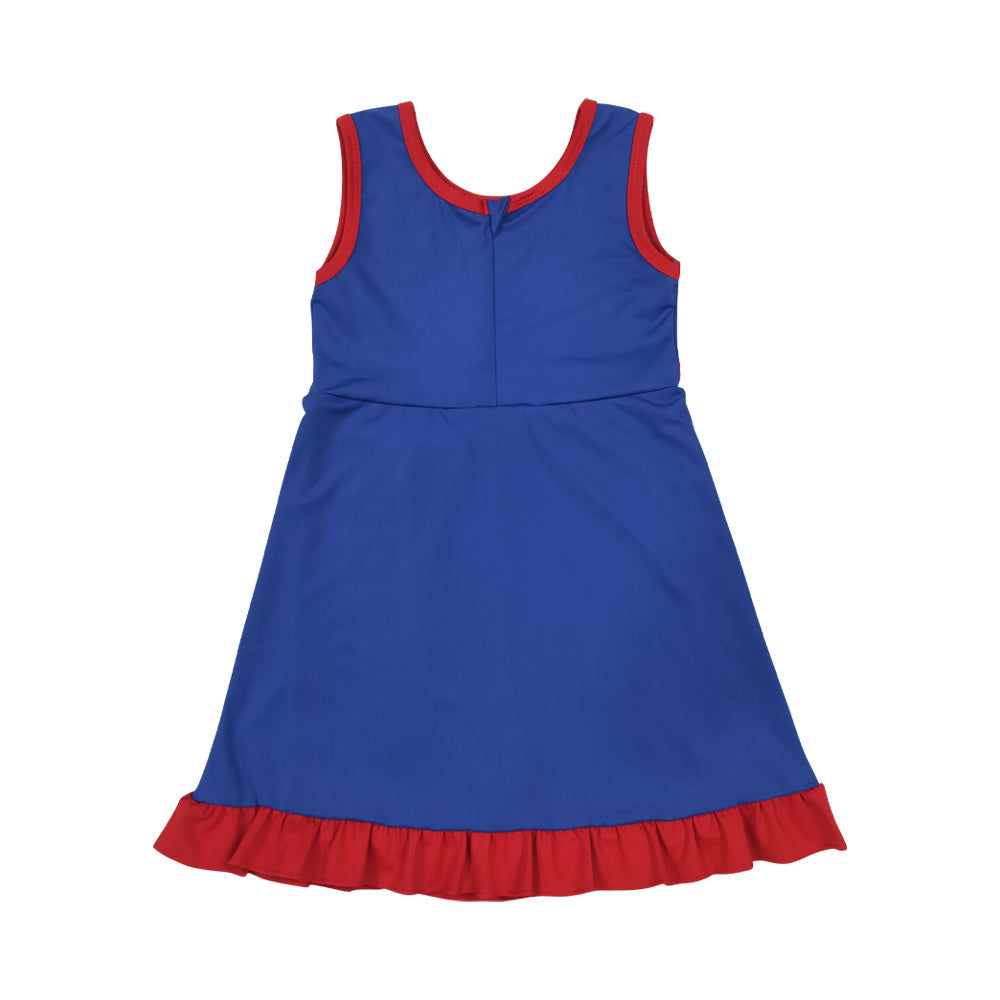Athletic Royal blue Ruffle Girls Dress GSD4133