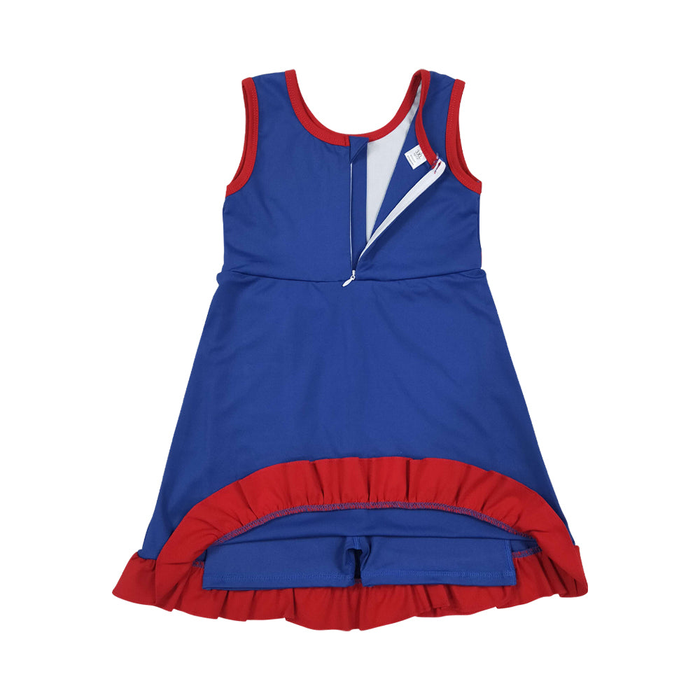 Athletic Royal blue Ruffle Girls Dress GSD4133