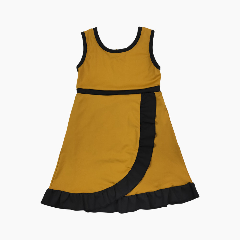 Athletic Yellow Ruffle Girls Dress GSD4134(