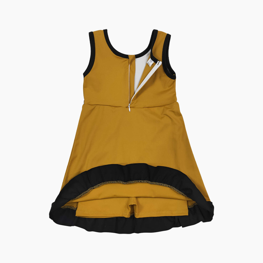 Athletic Yellow Ruffle Girls Dress GSD4134(