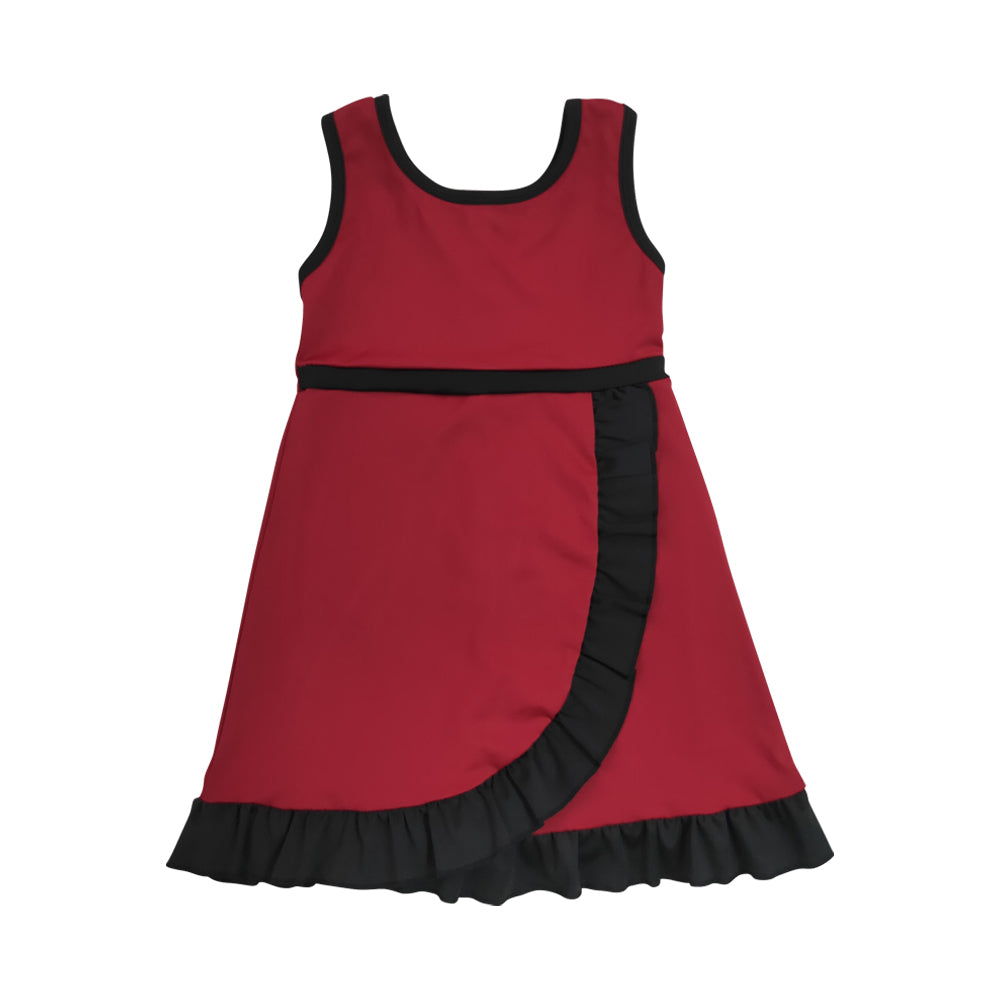 Athletic Red Ruffle Girls Dress GSD4135