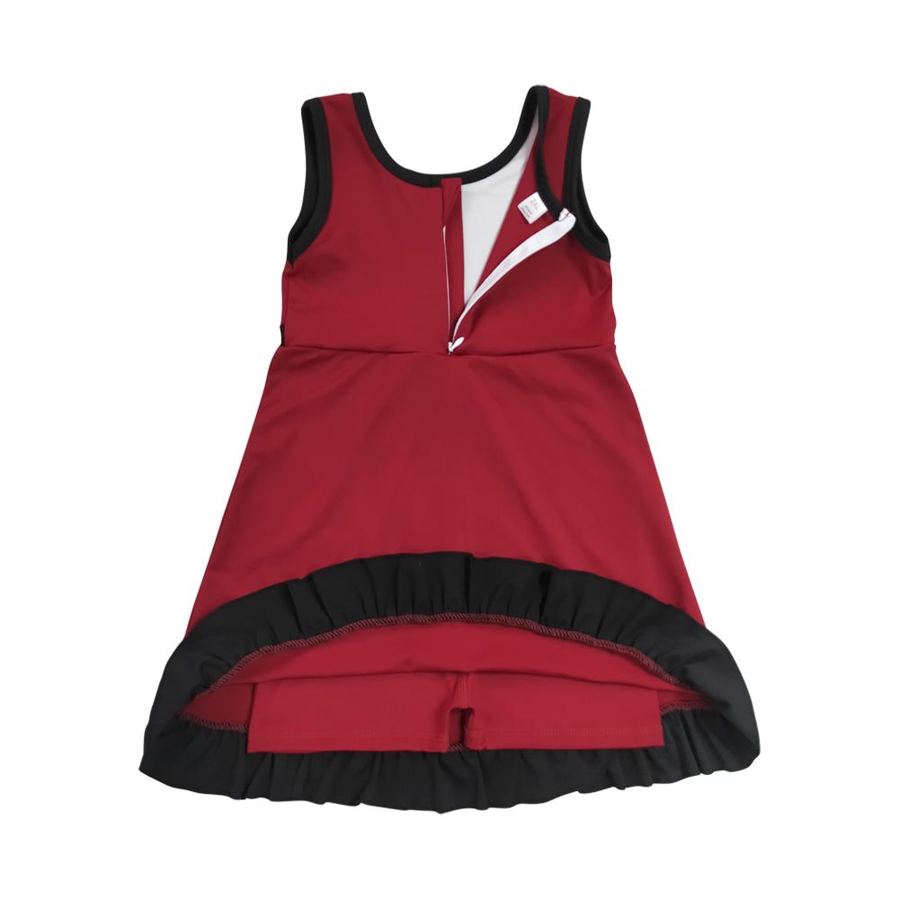 Athletic Red Ruffle Girls Dress GSD4135