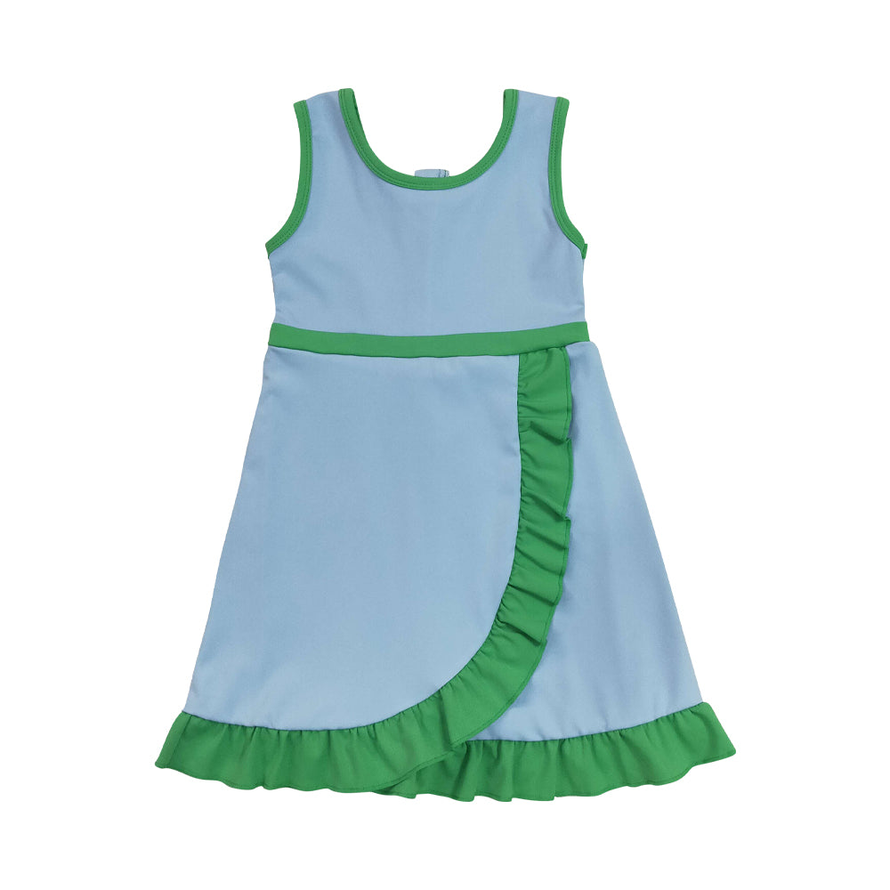 Athletic Blue Green Ruffle Girls Dress GSD4136