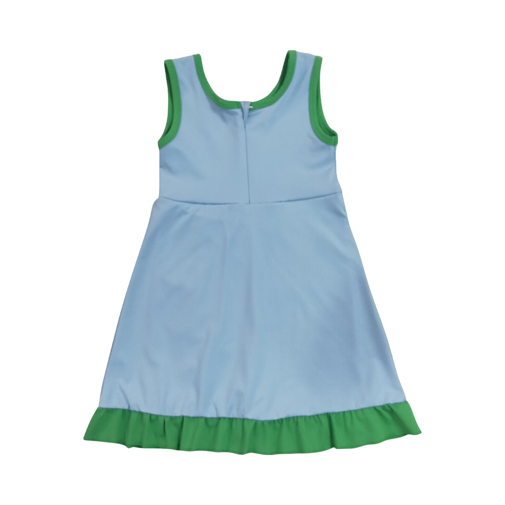 Athletic Blue Green Ruffle Girls Dress GSD4136