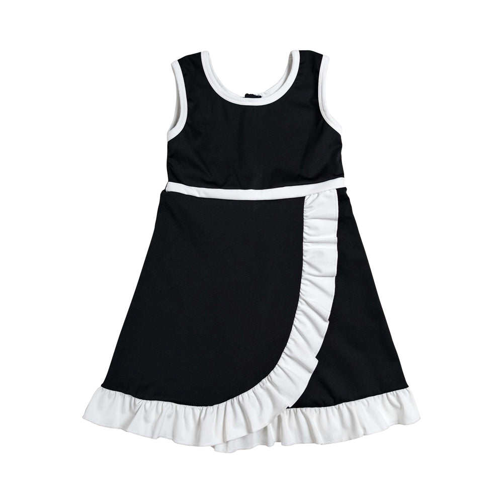 Athletic black Ruffle Girls Dress GSD4140