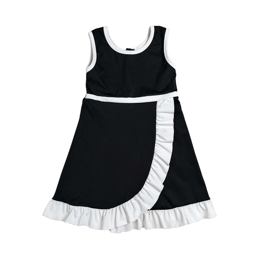 Athletic black Ruffle Girls Dress GSD4140
