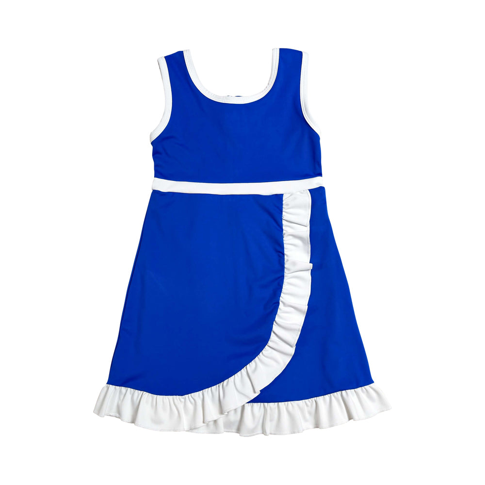 Athletic blue Ruffle Girls Dress GSD4141