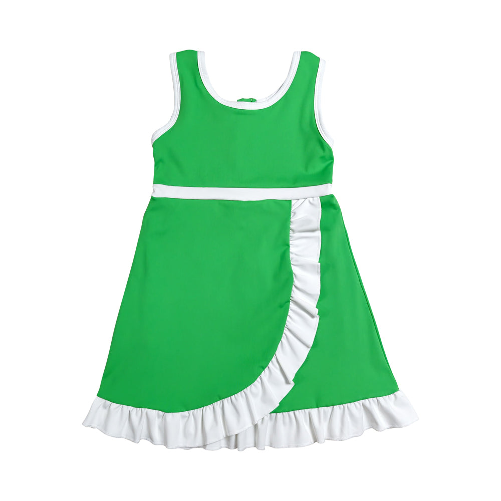 Athletic Green Ruffle Girls Dress GSD4143