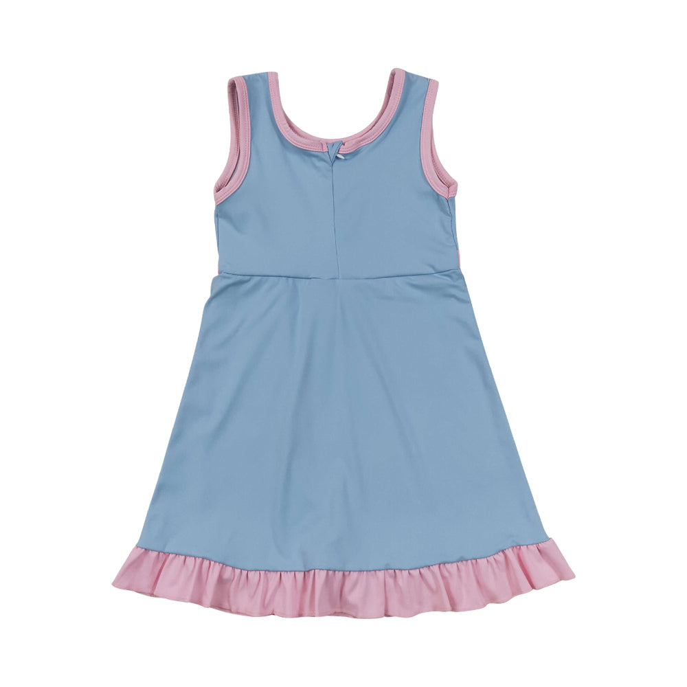 Athletic Blue Pink Ruffle Girls Dress GSD4144