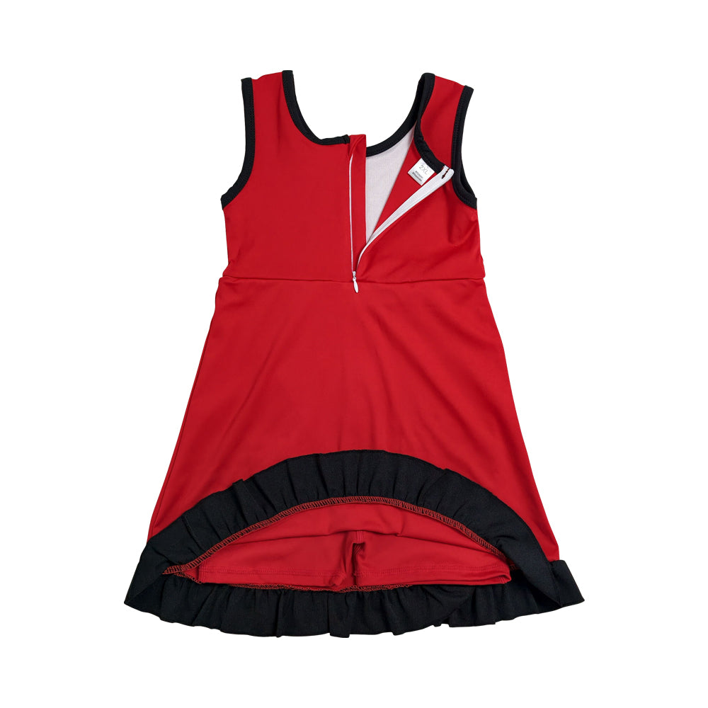 Athletic Red Ruffle Girls Dress GSD4146