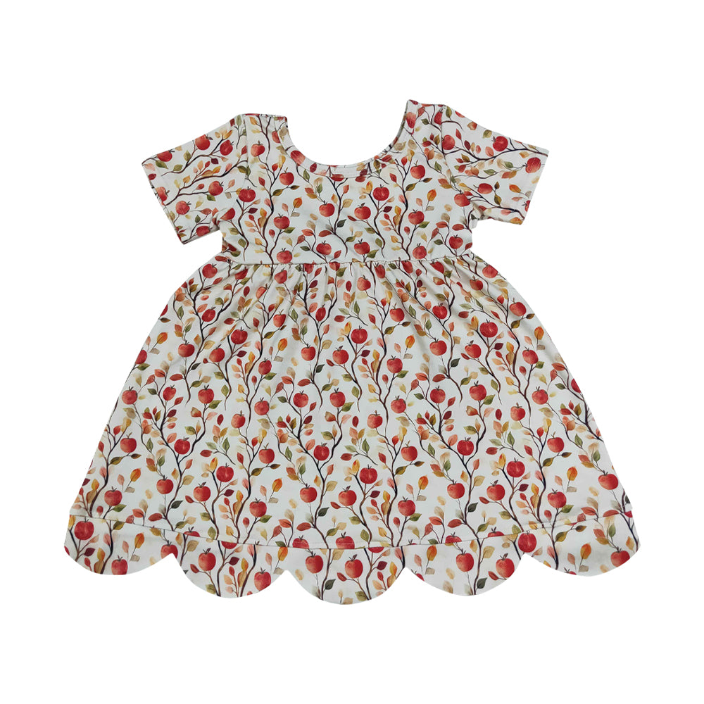 flowers Scalloped Girls Dress GSD4156