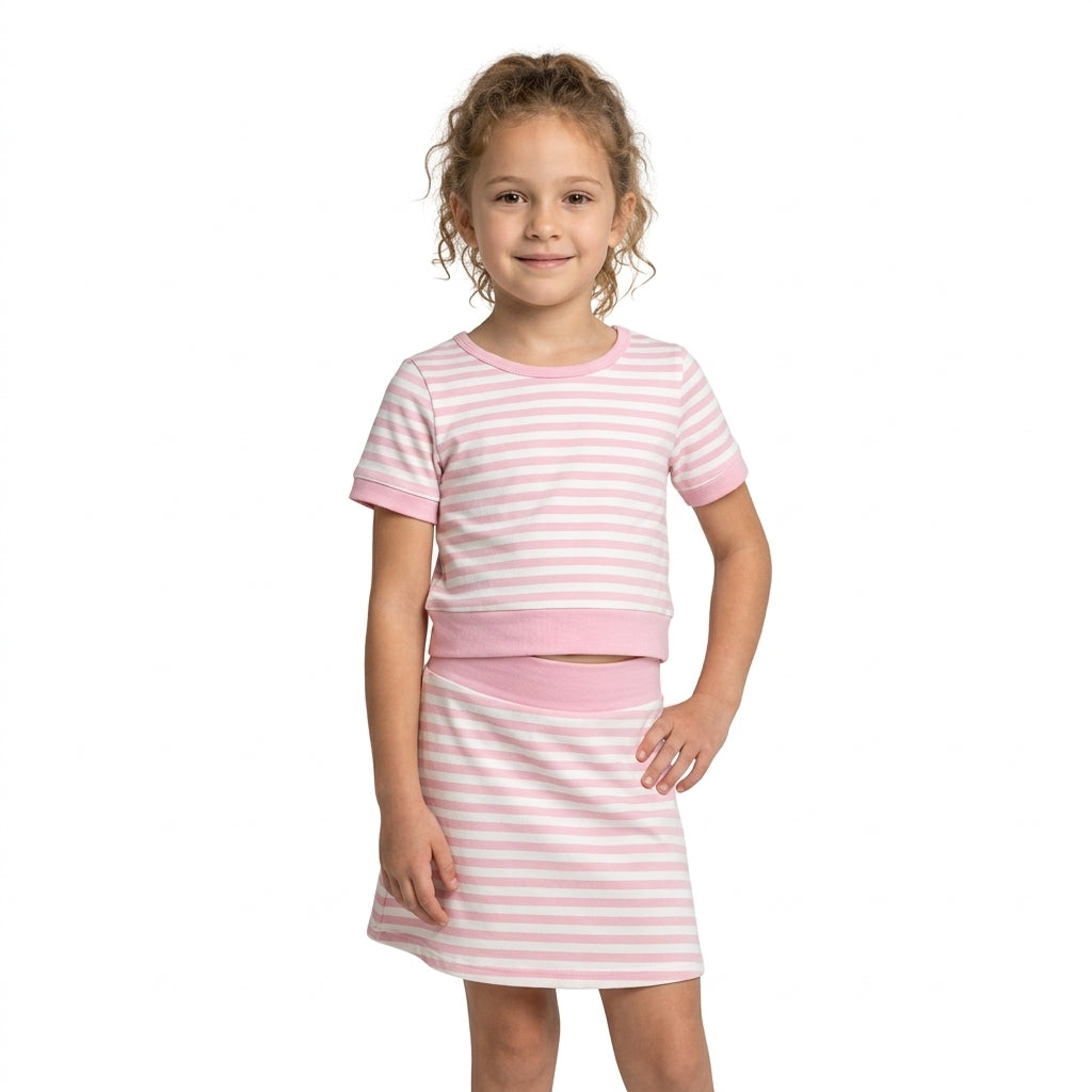 GSD4159 Pink Stripe Yoga Girls Skorts Set