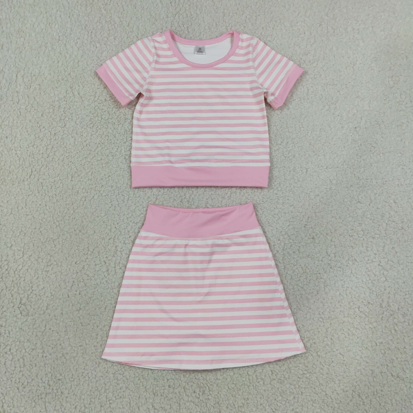 GSD4159 Pink Stripe Yoga Girls Skorts Set