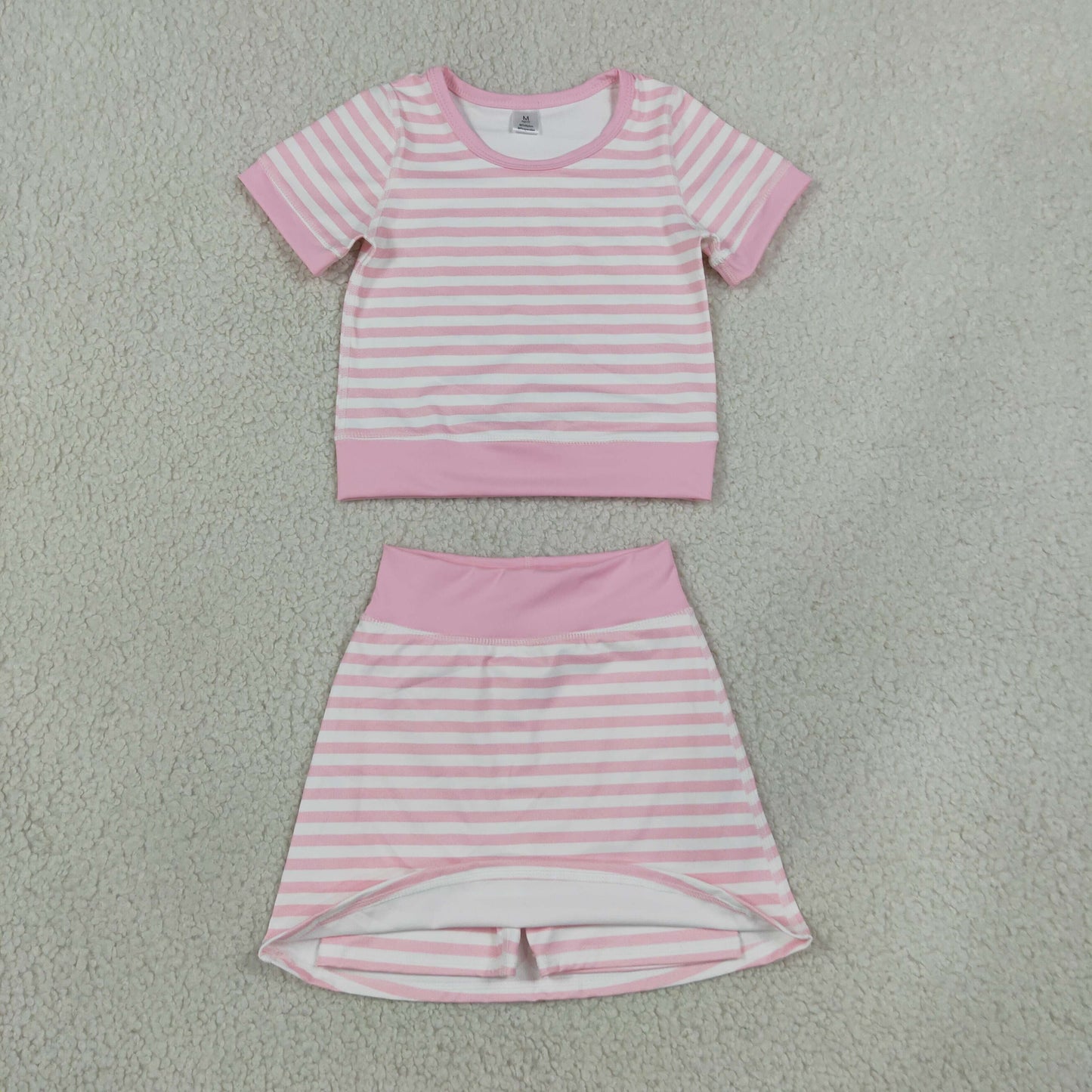 GSD4159 Pink Stripe Yoga Girls Skorts Set