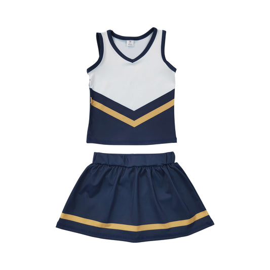 Athletic Navy Cheer Uniform Girls Cheerleading team sleeveless Skort Outfits GSD4189