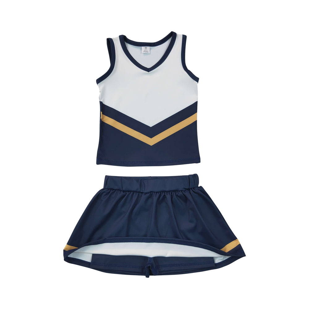 Athletic Navy Cheer Uniform Girls Cheerleading team sleeveless Skort Outfits GSD4189