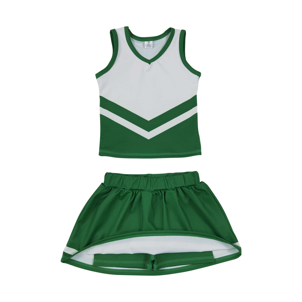 Athletic Green Cheer Uniform Girls Cheerleading team sleeveless Skort Outfits GSD4191