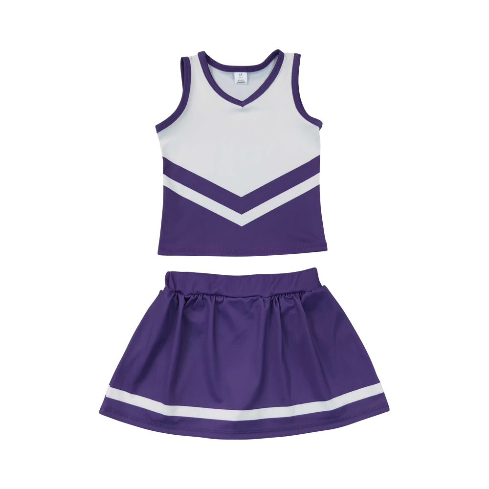 Athletic Purple Cheer Uniform Girls Cheerleading team sleeveless Skort OutfitsGSD4192
