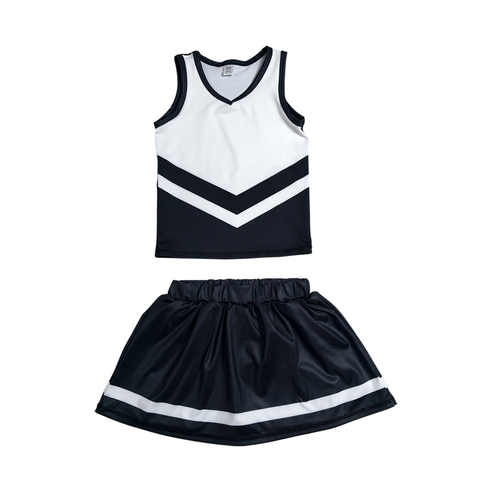 Athletic Black Cheer Uniform Girls Cheerleading team sleeveless Skort Outfits GSD4194
