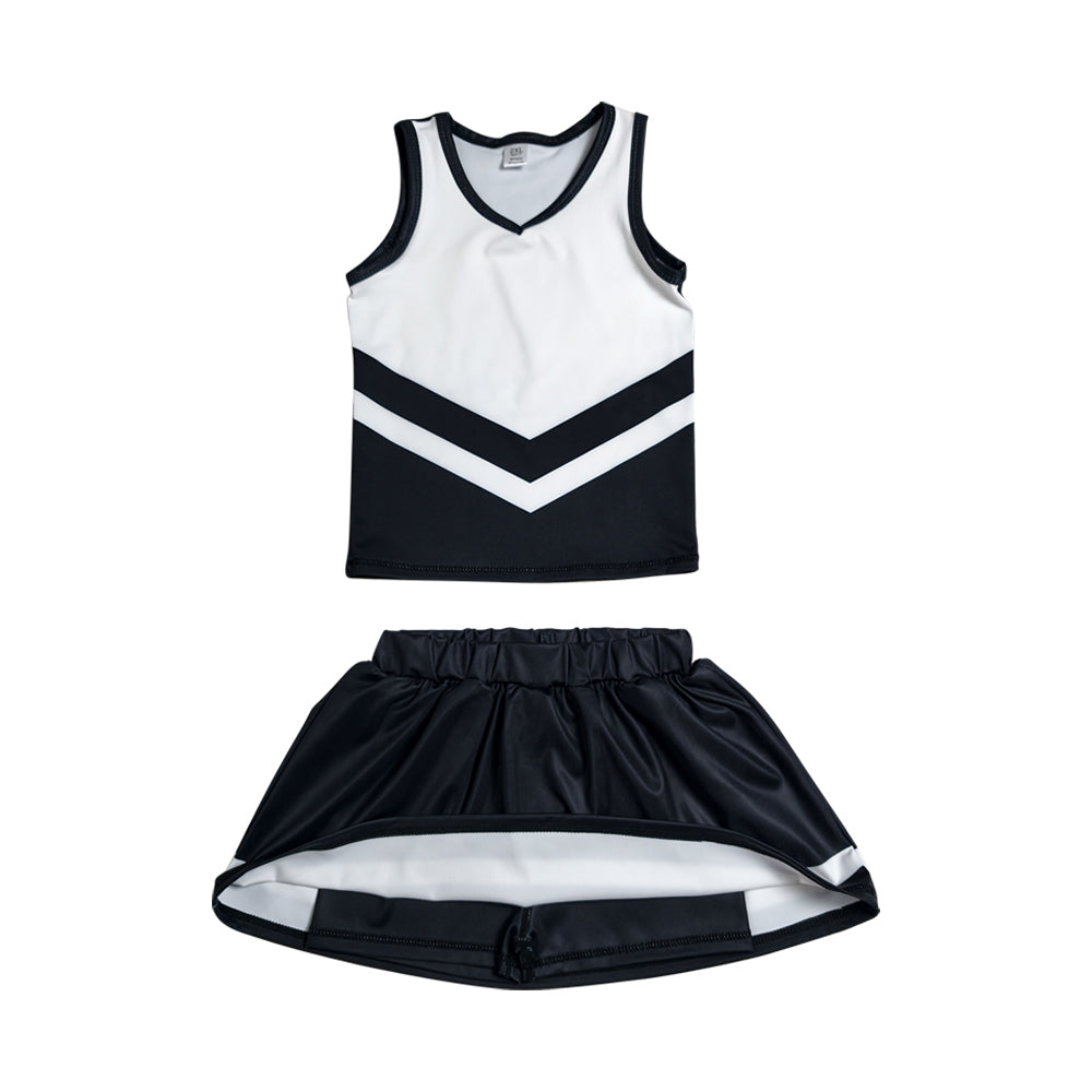 Athletic Black Cheer Uniform Girls Cheerleading team sleeveless Skort Outfits GSD4194