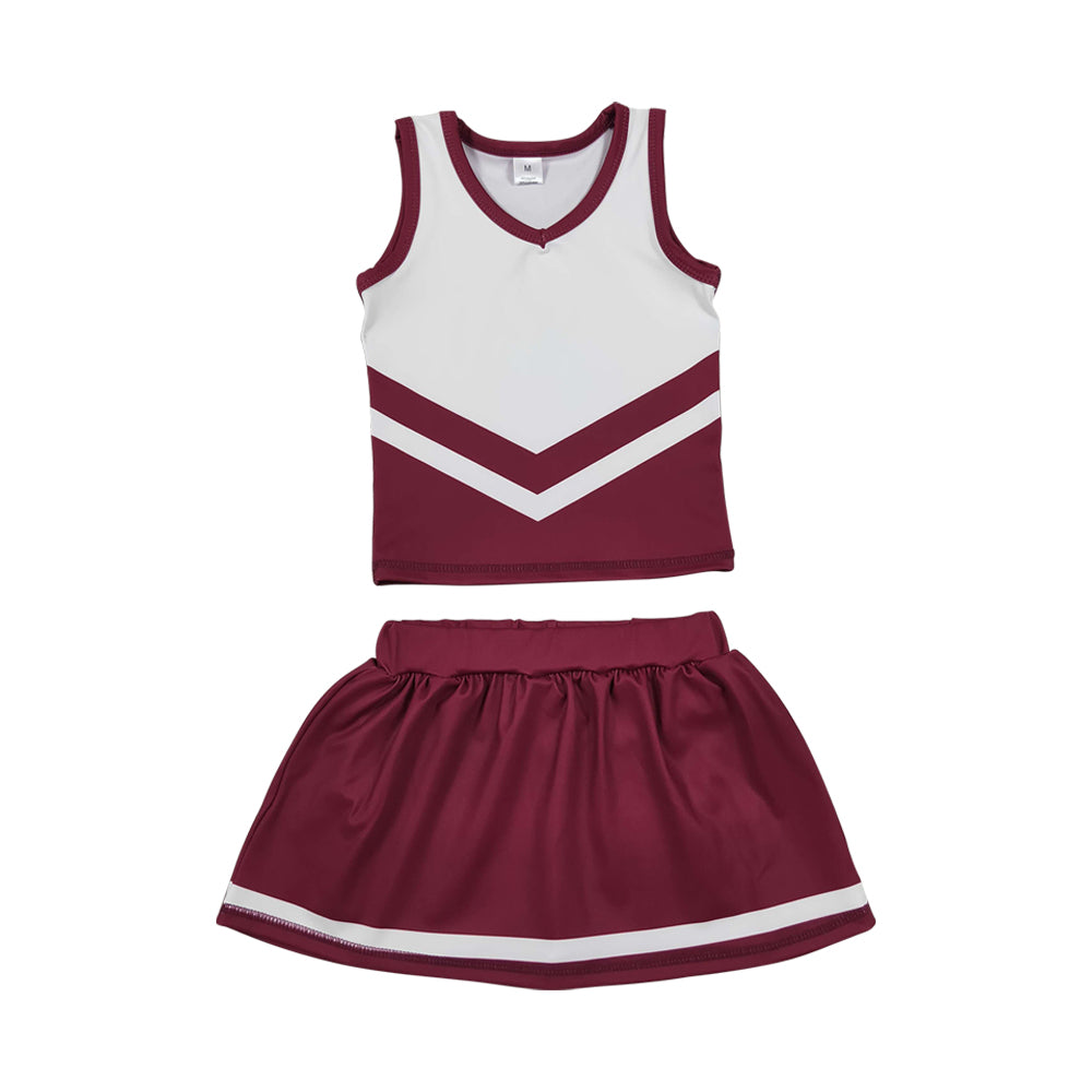 Athletic Red Cheer Uniform Girls Cheerleading team sleeveless Skort Outfits GSD4195