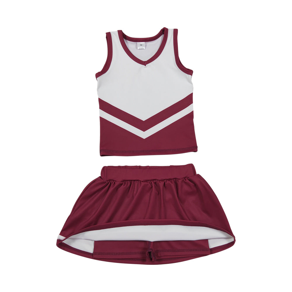 Athletic Red Cheer Uniform Girls Cheerleading team sleeveless Skort Outfits GSD4195