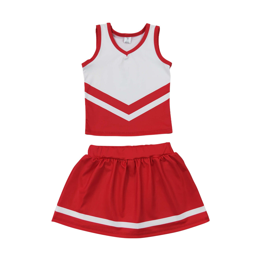 Athletic Red Cheer Uniform Girls Cheerleading team sleeveless Skort Outfits GSD4198