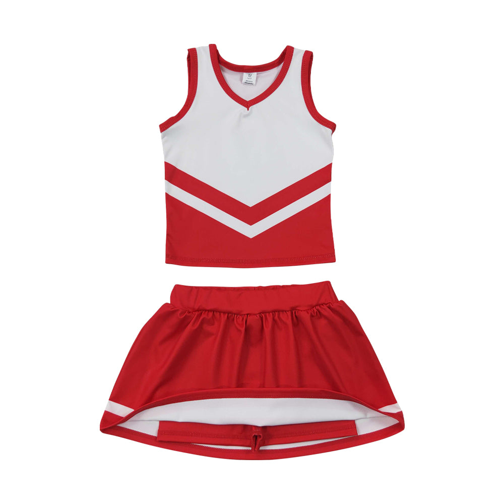 Athletic Red Cheer Uniform Girls Cheerleading team sleeveless Skort Outfits GSD4198