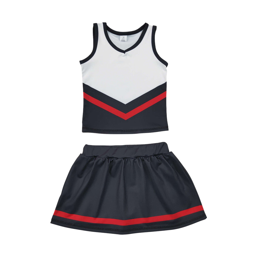 Athletic Black Cheer Uniform Girls Cheerleading team sleeveless Skort Outfits GSD4200