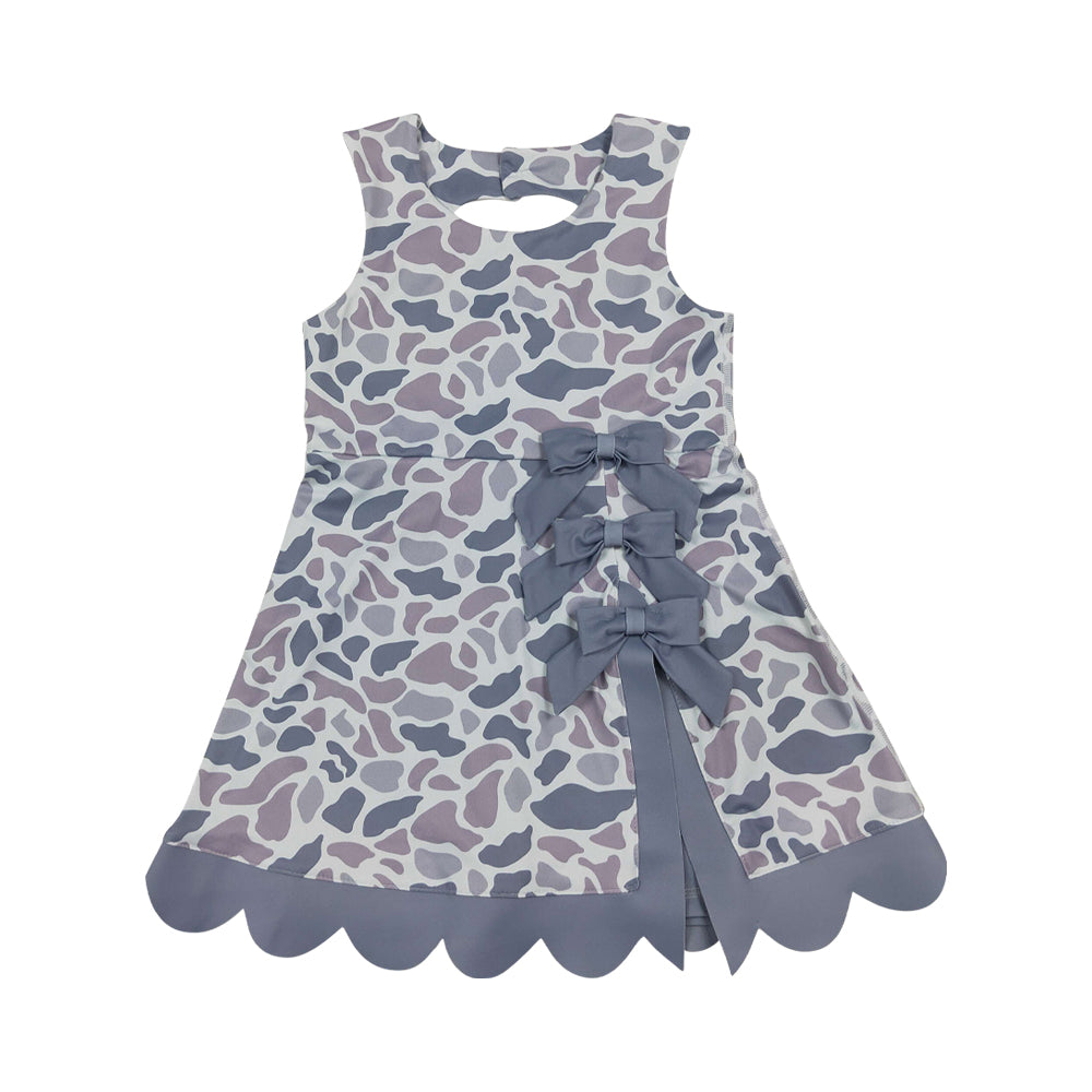 Athletic Gray Camo Scalloped With Bow Skort dress GSD4226