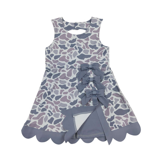 Athletic Gray Camo Scalloped With Bow Skort dress GSD4226