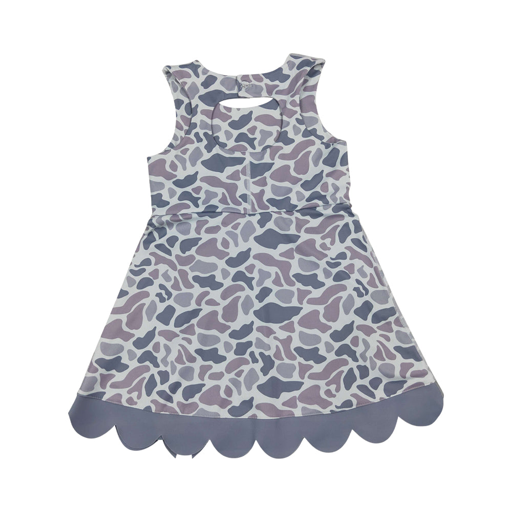 Athletic Gray Camo Scalloped With Bow Skort dress GSD4226