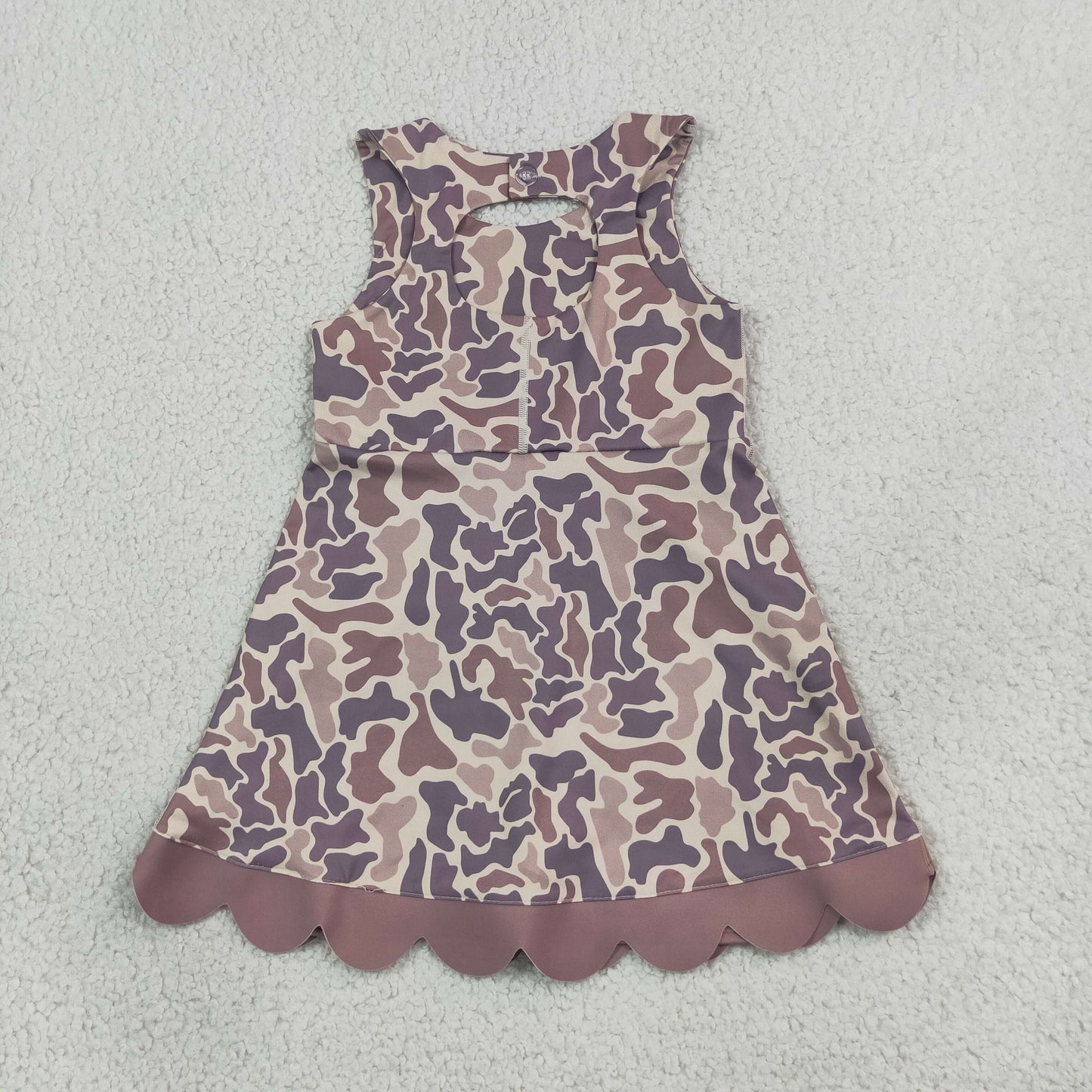 GSD4227 Hunting Camo Bows Scallop Edge Yoga Girl's Dress Onesie
