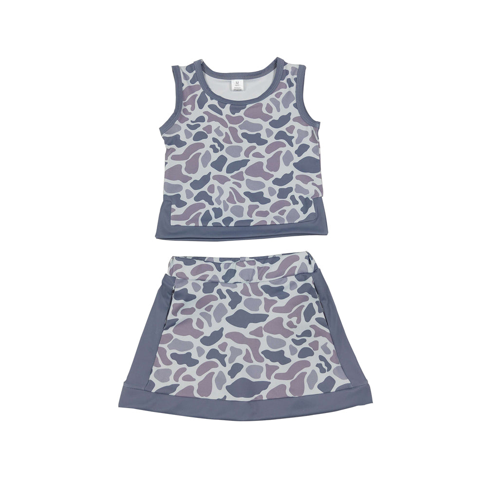 Athletic Grey Camo sleeveless Skort Outfits GSD4230