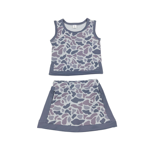 Athletic Grey Camo sleeveless Skort Outfits GSD4230